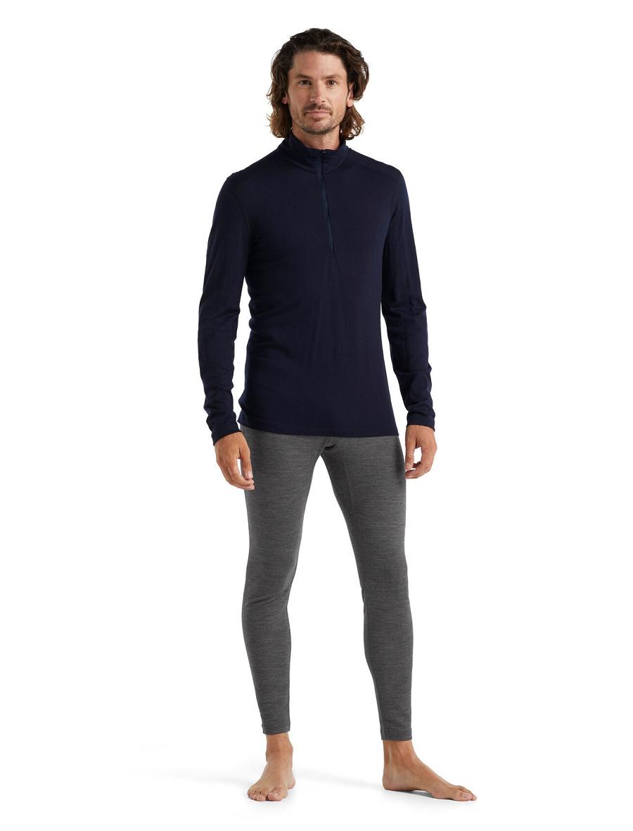 Men's Icebreaker Merino 200 Oasis Long Sleeve Half Zip Thermal Top Base Layers Midnight Navy | CA 1588FDNM